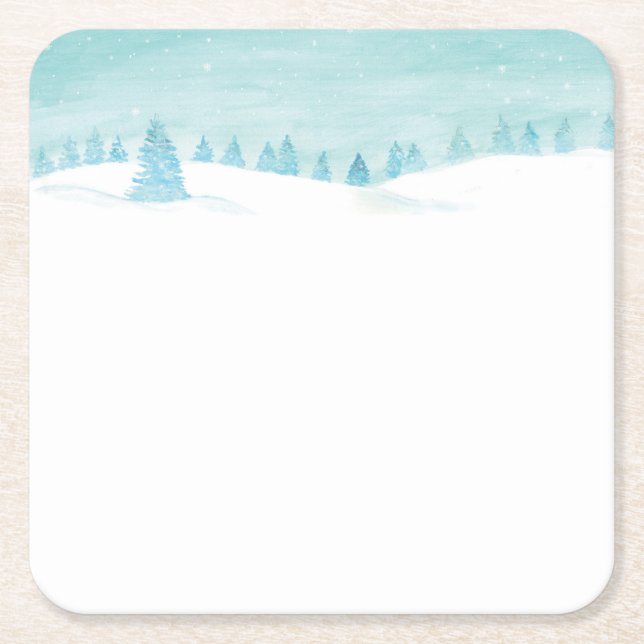 Schneewaldlandschaft mit Bäumen Rechteckiger Pappuntersetzer (Vorderseite)