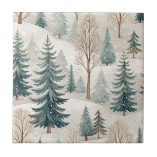 Schneewaldmuster – Friedliche Winterlandschaft Fliese
