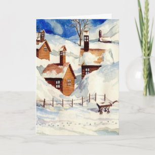 Schneeweihdorf Landschaftlich Winter Xmas Szene Feiertagskarte