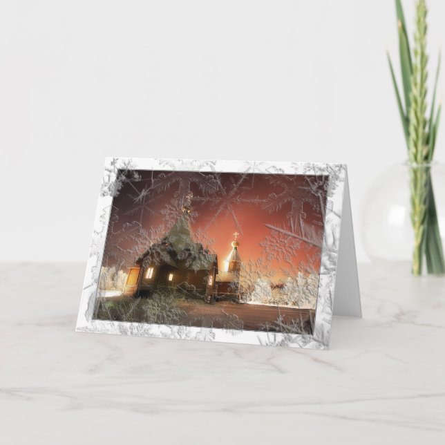 Schneeweihnacht Feiertagskarte (Vorderseite)