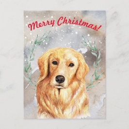 Schneeweihnachtliche Illustration mit goldenem Ret Postkarte