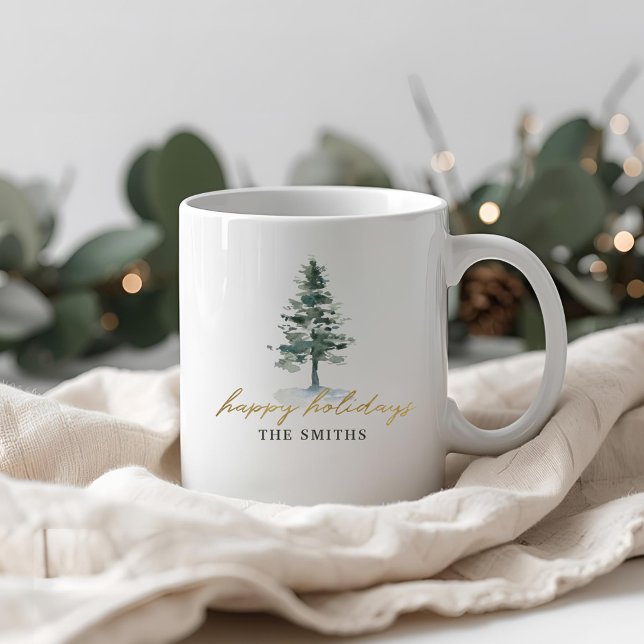 Schneeweihnachtsbaum Personalisierter Name Kaffeetasse (Von Creator hochgeladen)