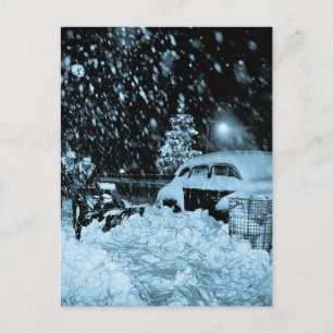 Schneeweihnachtsfest in New York City Vintag Feiertagspostkarte