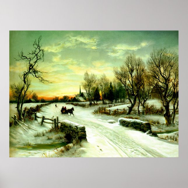 Schneeweihnachtsmorgen Poster (Vorne)