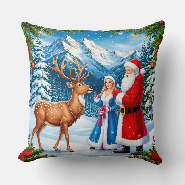 Schneeweihnachtszene Kissen (Vorderseite)