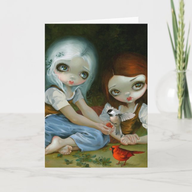 "Schneeweiß und Rose Rot" Grußkarte Karte (Vorderseite)