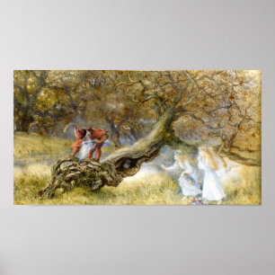 Schneeweiß und Rose rot Poster