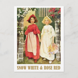 Schneeweiß und Rose rot Postkarte