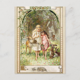 Schneeweiß und Rose Rot von Hermann VogelTry Postkarte