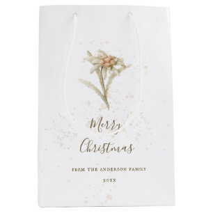 Schneeweiße Edelweiss Weihnachten Mittlere Geschenktüte