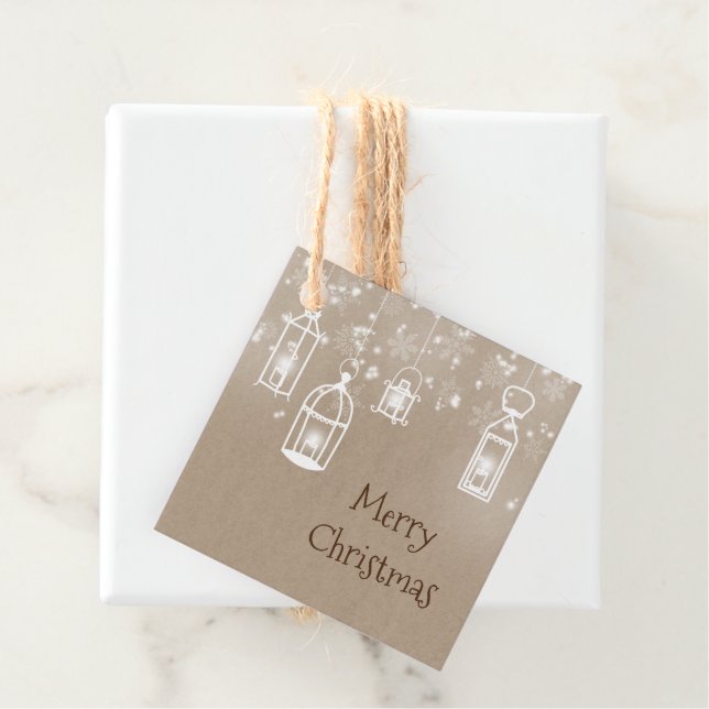 Schneeweiße Laternen Geschenkanhänger (Beispiel)