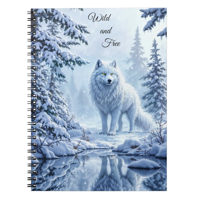 Schneewildwolf-gelbe Neonaugen Dekoration Notizblock (Vorderseite)