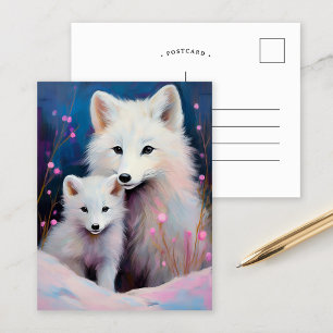 Schneewinter-Arkisfuchs Moderne Kunst Postkarte