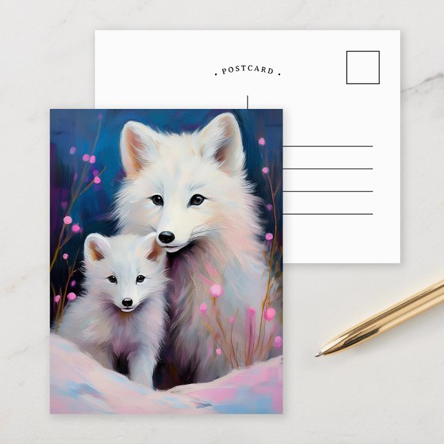 Schneewinter-Arkisfuchs Moderne Kunst Postkarte (Von Creator hochgeladen)
