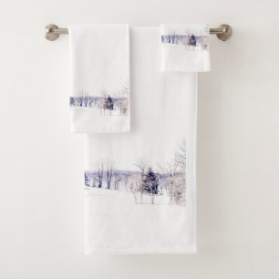 Schneewinterlandschaft Badhandtuch Set