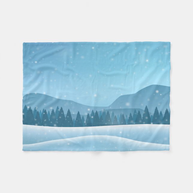 Schneewinterlandschaft Fleecedecke (Vorderseite (Horizontal))