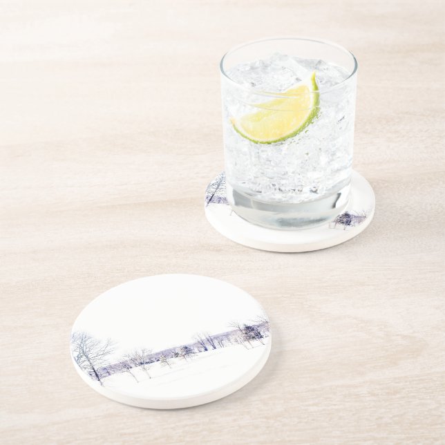 Schneewinterlandschaft Getränkeuntersetzer (Seite)