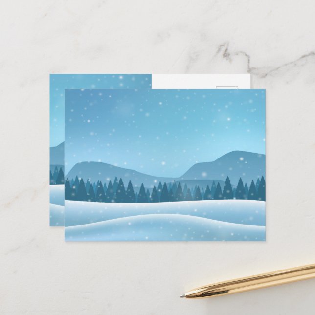 Schneewinterlandschaft Postkarte (Vorderseite/Rückseite Beispiel)