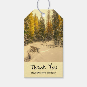 Schneewinterweg mit Pinienbäumen Danke Geschenkanhänger