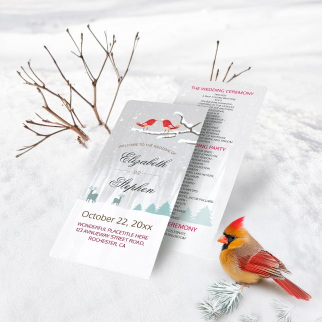 Schneewunderland Vögel Hirsche Winter Hochzeitspro Programm (Von Creator hochgeladen)