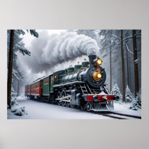Schneezug in der Winterlandschaft Poster