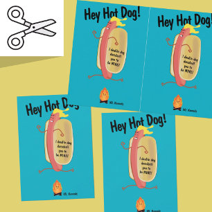 Schneidbare Feuer springende Hot Dog Valentinstag Dankeskarte
