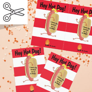 Schneidbare Feuer springende Hot Dog Valentinstag Dankeskarte