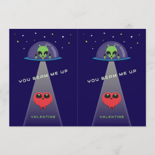 Schneidbare UFO-Kinder-Valentinskarten Blau & Ro Dankeskarte
