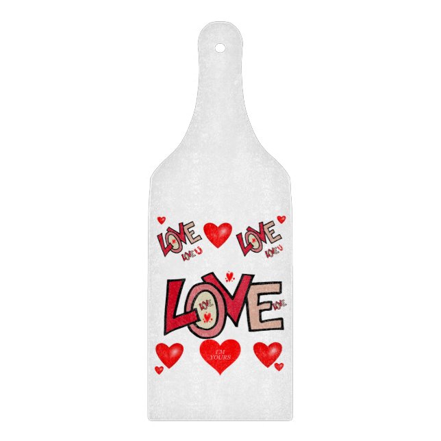 Schneidbrett aus Glas zum Valentinstag Schneidebrett (Vorderseite)
