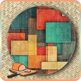 SCHNEIDBRETT - Farbfelder in vielen Farben - Rund Schneidebrett