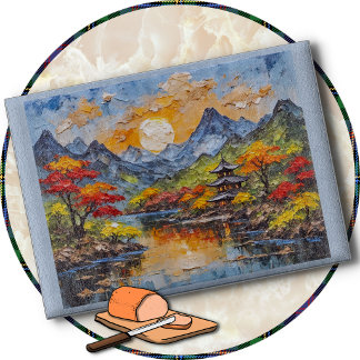 SCHNEIDBRETT - Japanische Landschaft mit Pagode Schneidebrett