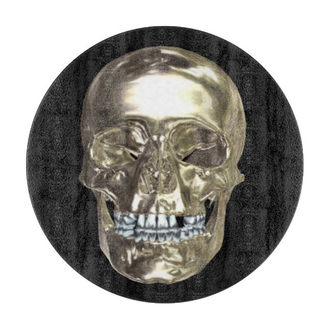 Schneidbrett mit Chrome-Totenkopf Schneidebrett (Vorderseite)
