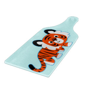 Schneidbrett-Paddel mit Cartoon-Tiger auf Beutezug Schneidebrett