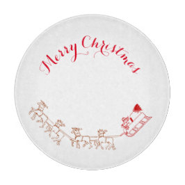 Schneidebrett - Weihnachtsmann und sein Schlitten