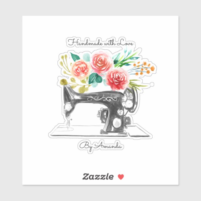 Schneidemaschine mit schwarzer Nähmaschine Aufkleber (Blatt)