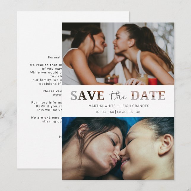 Schneiden des Papiereffekts Hochzeitsskript für be Save The Date (Vorne/Hinten)