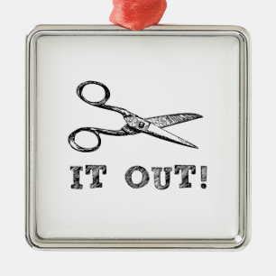 Schneiden Sie es Scissors heraus Silbernes Ornament
