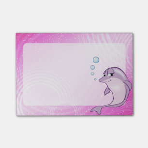 Schneiden Sie rosa Delphin Post-it Klebezettel