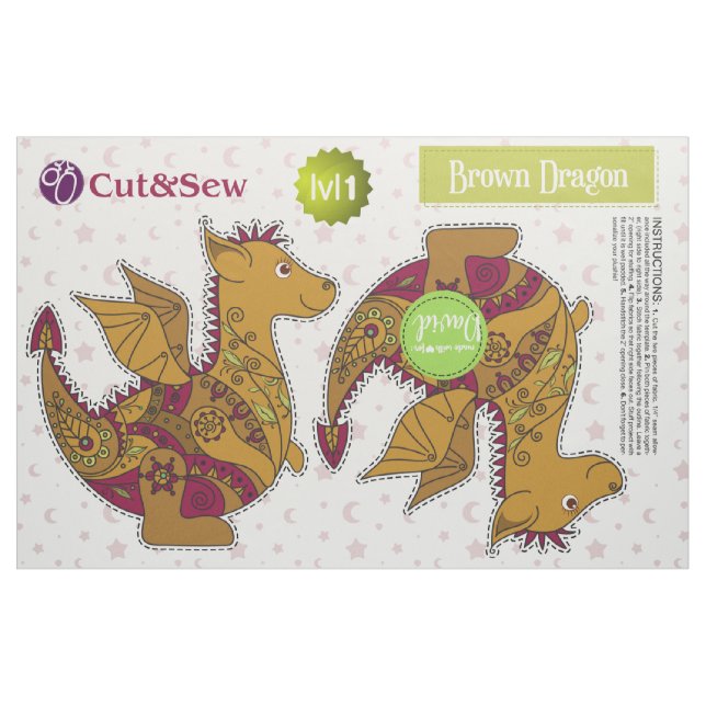 Schneiden Sie u. nähen Sie Brown-Drachen - Stoff (Fat Quarter (45,7 x 55,9 cm))