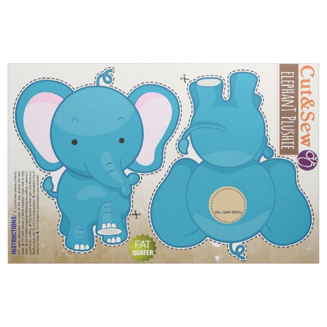 Schneiden Sie und nähen Sie: Blauer Elefant Stoff (Fat Quarter (45,7 x 55,9 cm))