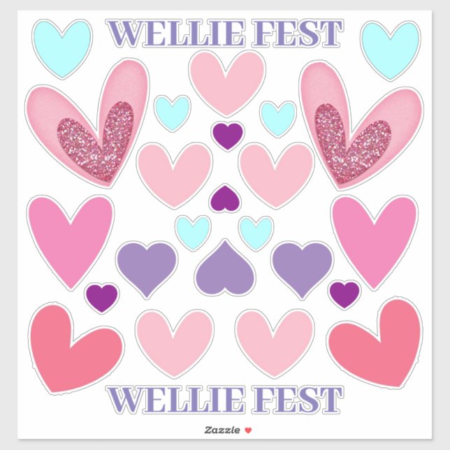 Schneiden Sie Vinyl Stickers - Wellie Fest Herzen Aufkleber (Blatt)