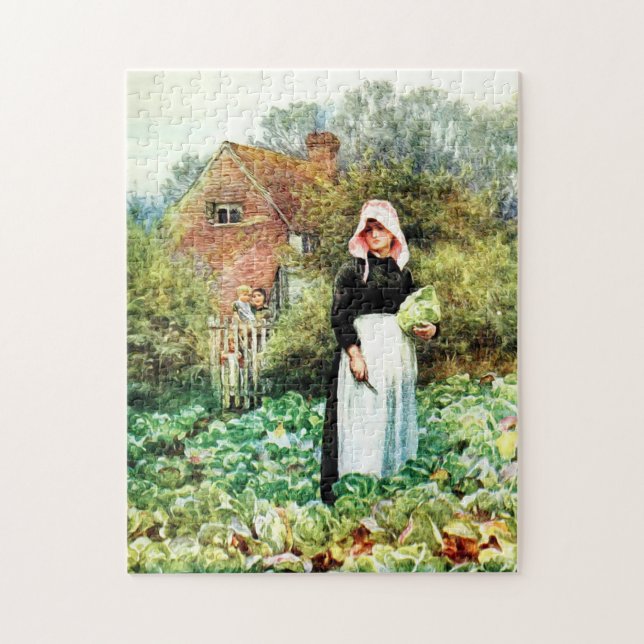 Schneiden von Cabbages von Helen Allingham Puzzle (Vertikal)