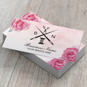 Schneiderin Faden & Nadeln Vintage-Blumen Nähen Visitenkarte