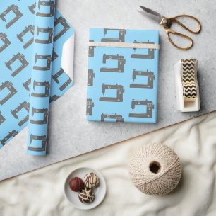 Schneidermaschine Elegantes Muster Grau Blau Geschenkpapier