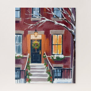 Schneidige Stadtstoeppe   Weihnachten Winter Aquar Puzzle