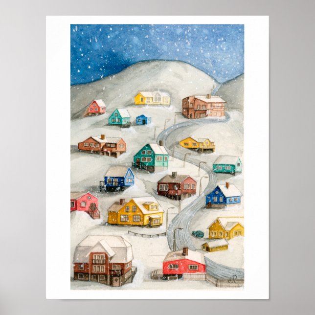 Schneidorf im Winter Kunst Poster (Vorne)