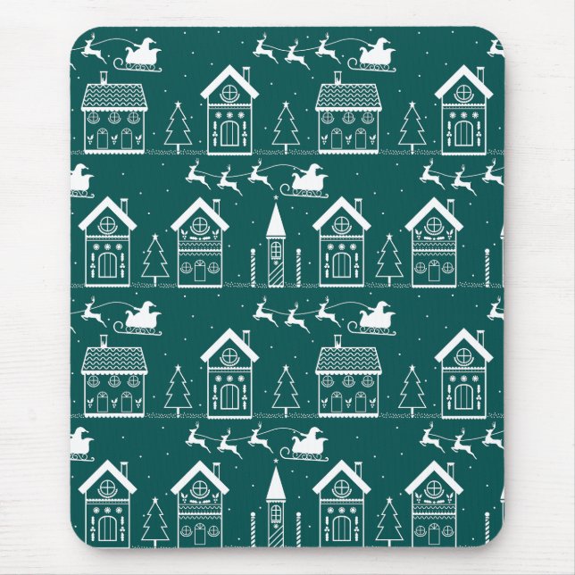 Schneidörfchen im nordischen Weihnachtsstil Mousepad (Vorne)