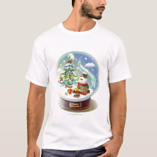 Schnekugel mit Schneemann und Weihnachtsbaum T-Shirt