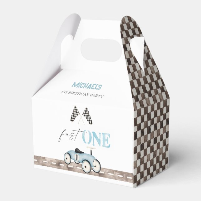 Schnell 1 Retro Race Auto Race On Birthday Gefalle Geschenkschachtel (Rückseite)