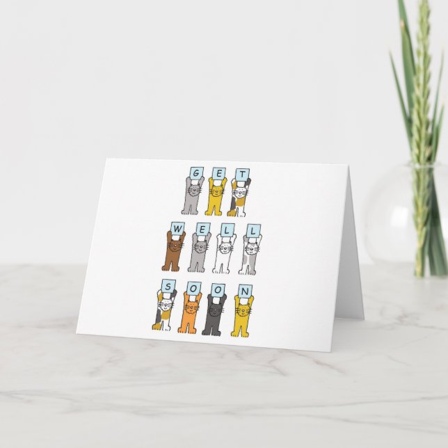 Schnell Cartoon Katzen Karte (Vorderseite)